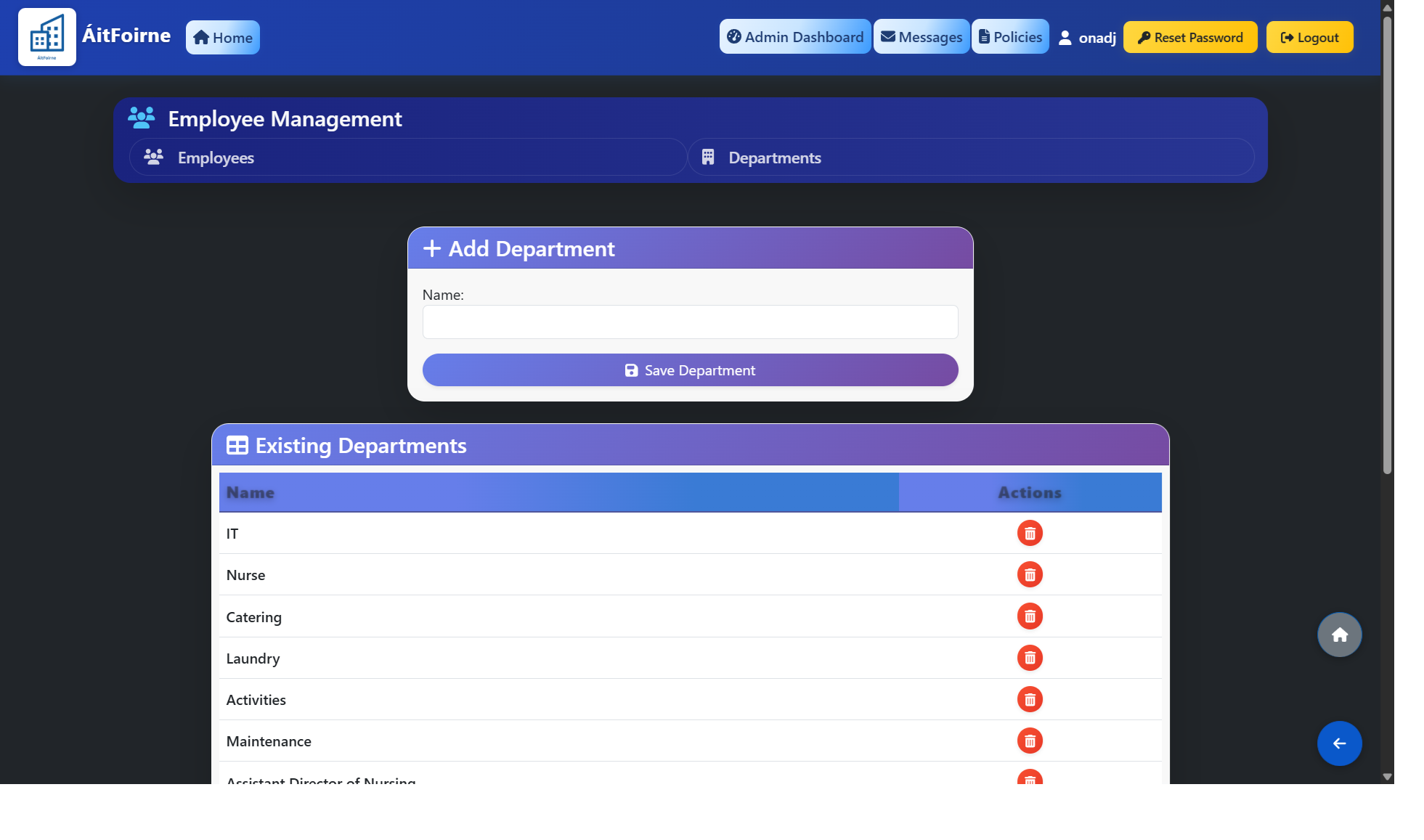 Create a Department