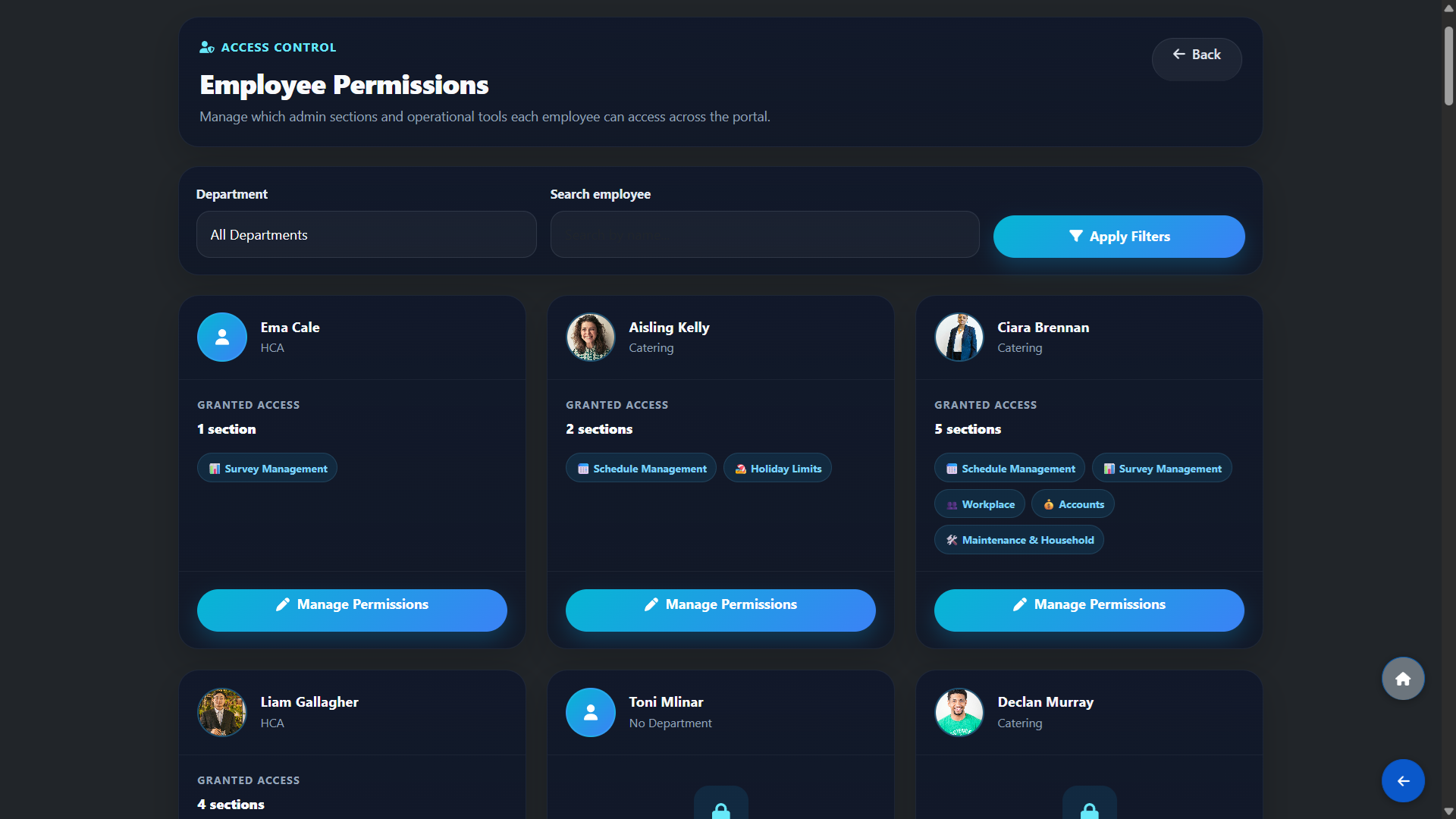Navigate to Employee Permissions
