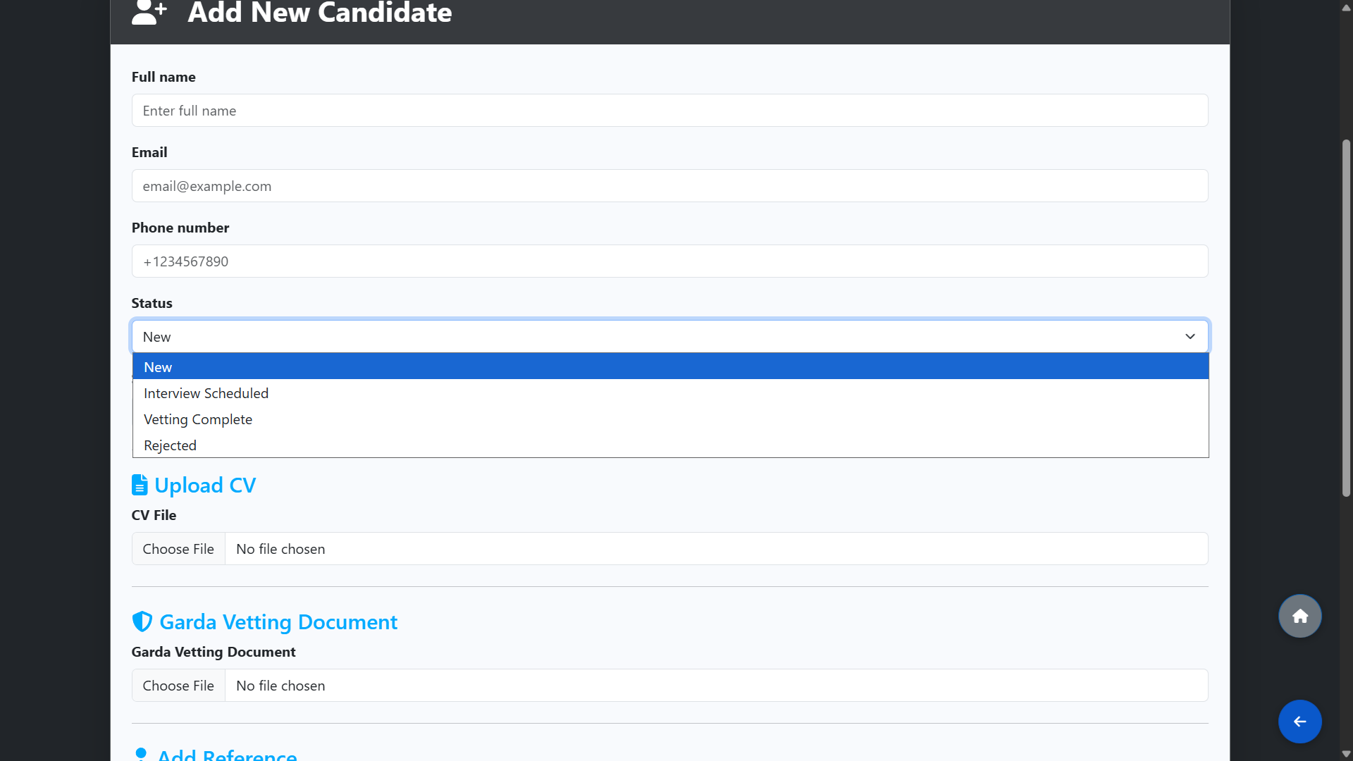 Adding a New Candidate