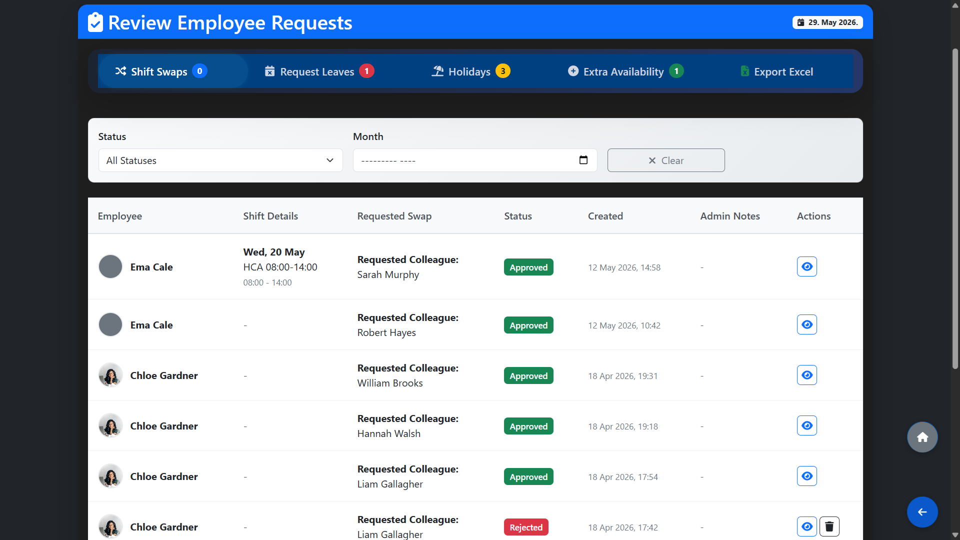 Opening the Request Center