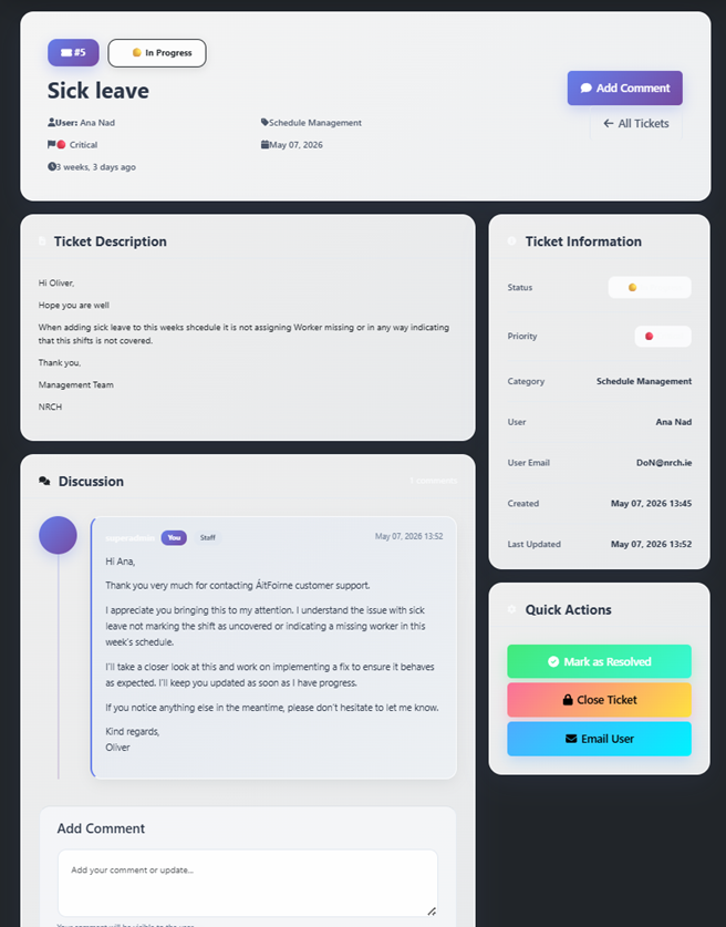 Managing and Closing Tickets