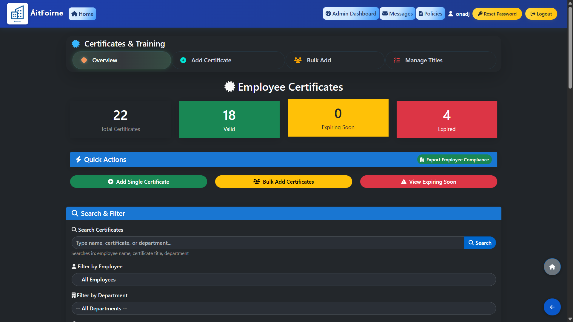 Certificates & Training